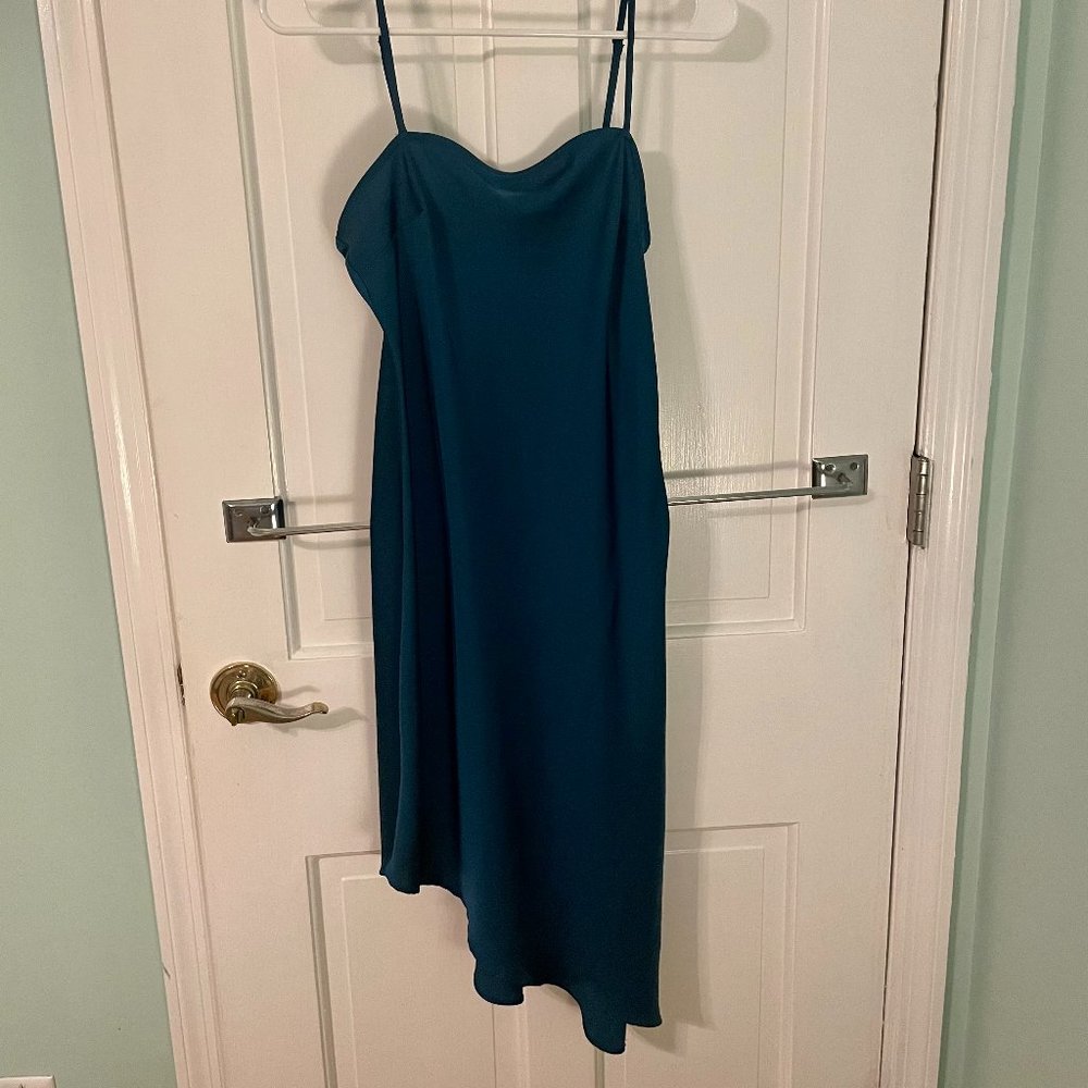 Forever 21 Teal Asymmetrical Slip Dress (M)